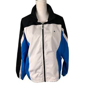 Vintage FILA Windbreaker Lightweight Jacket Size Medium Zip Up Blue Black White